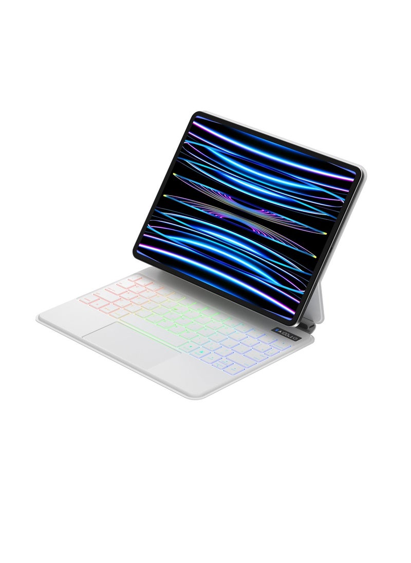 FlashHawk - Arabic English Wireless Magic Keyboard for iPad Pro 11-inch, iPad Air 4/5 10.9-inch White - Image 1