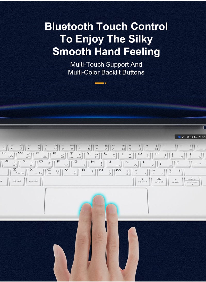 FlashHawk - Arabic English Wireless Magic Keyboard for iPad Pro 11-inch, iPad Air 4/5 10.9-inch White - Image 1