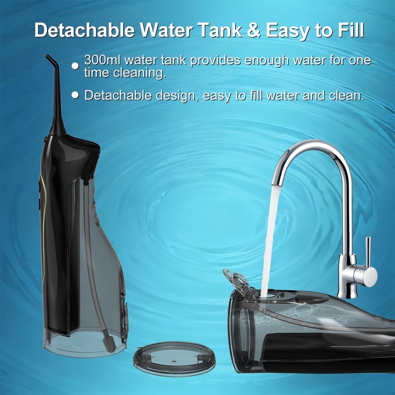 Oral Irrigator Water Flosser Teeth Cleaner Rechargeable Portable F5 Black With 5 Nozzle Orthodontic Braces Cleaner Tooth Gaps Gingival Sulcus Multiple Modes Long Battery Life IPX7 Dental Travel Companion - Image 1