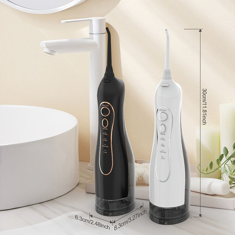 Oral Irrigator Water Flosser Teeth Cleaner Rechargeable Portable F5 Black With 5 Nozzle Orthodontic Braces Cleaner Tooth Gaps Gingival Sulcus Multiple Modes Long Battery Life IPX7 Dental Travel Companion - Image 2