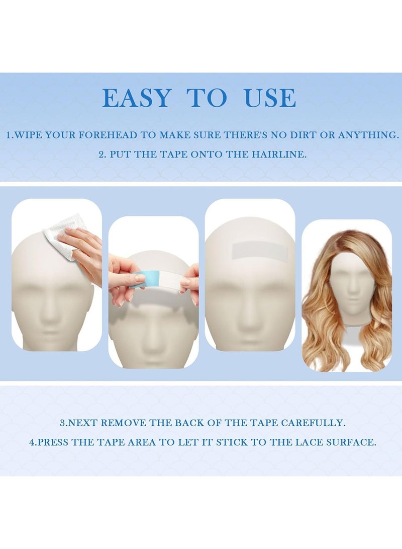 SYOSI Wig Tape Strips,36 Pieces Water-Proof Strong Adhesive Double Sided Lace Wigs Tape (Blue Color (1/4))  - Image 5