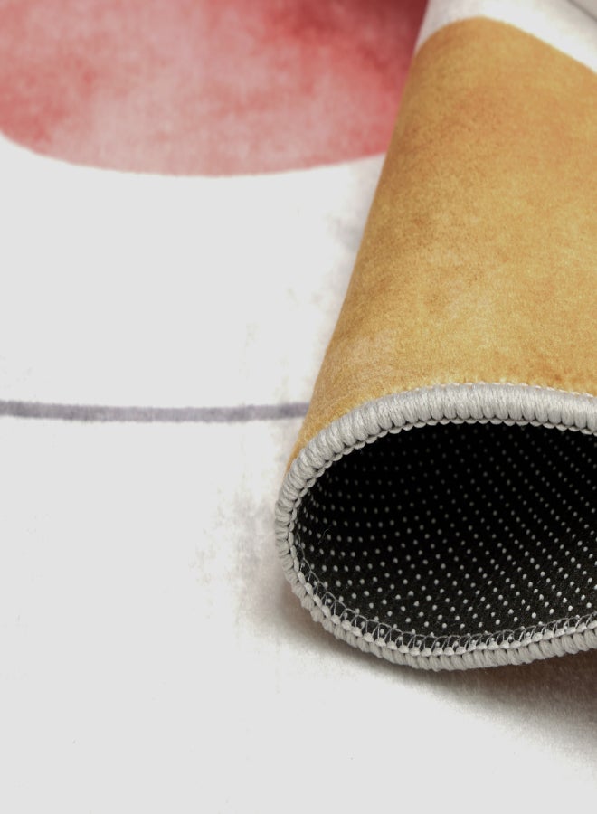 ايست من نون سجادة ديكور بنقشة مجردة مانعة للانزلاق لغرفة المعيشة 140×200 سم – بيج / أحمر - Image 5