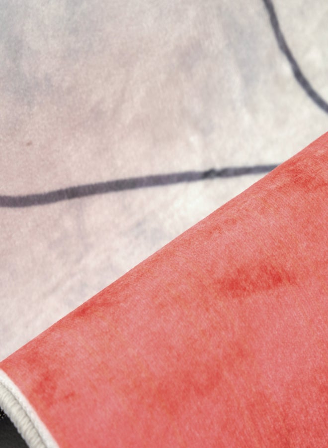 ايست من نون سجادة ديكور بنقشة مجردة مانعة للانزلاق لغرفة المعيشة 140×200 سم – بيج / أحمر - Image 4