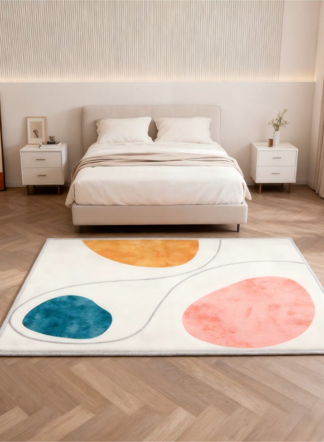 ايست من نون سجادة ديكور بنقشة مجردة مانعة للانزلاق لغرفة المعيشة 140×200 سم – بيج / أحمر - Image 2