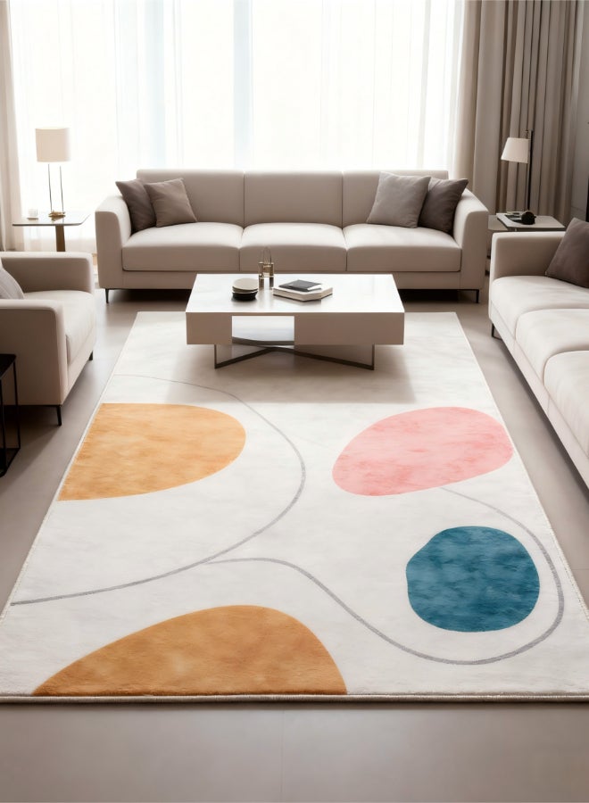 ايست من نون سجادة ديكور بنقشة مجردة مانعة للانزلاق لغرفة المعيشة 140×200 سم – بيج / أحمر - Image 1