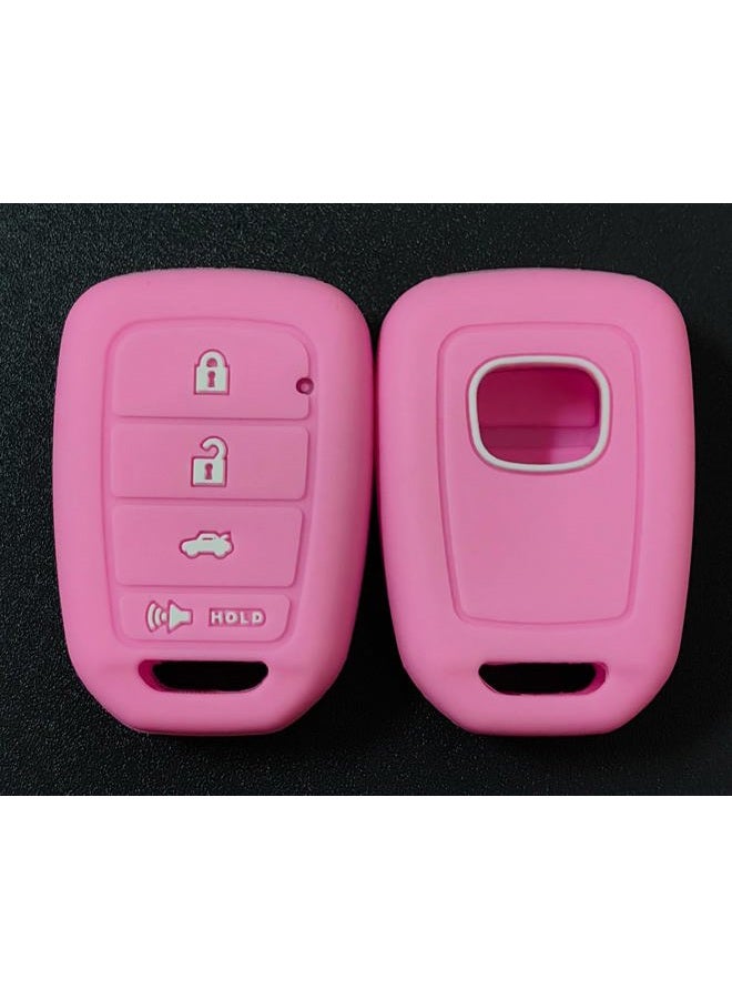 REPROTECTING Silicone Rubber Key Fob Cover Compatible with 2013-2021 Honda Accord CR-V Civic Crosstour Fit HR-V Pink/Pink 《 Only Fit Straight Key fob》 - Image 2