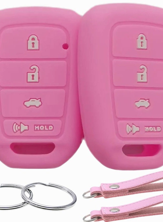 REPROTECTING Silicone Rubber Key Fob Cover Compatible with 2013-2021 Honda Accord CR-V Civic Crosstour Fit HR-V Pink/Pink 《 Only Fit Straight Key fob》 - Image 1