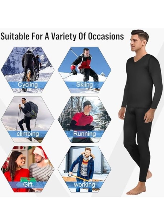 RATSAW - Men's Thermal Underwear Sets Top and Long Johns Fleece Sweat Quick Drying Thermo Base Layer Base Layer Men Cold Weather Top Bottom for Men Gray - Image 1