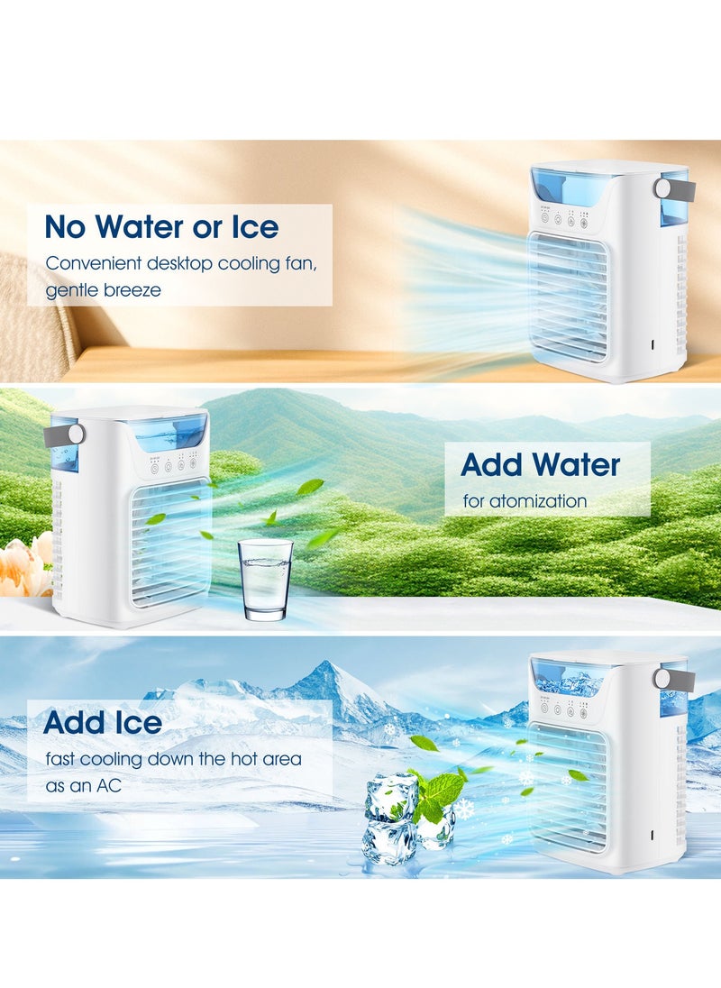 SYOSI Portable Air Conditioners, 3 Wind Speeds and 7 LED Lights Evaporative Personal Air Cooler, 4 in 1 Portable AC with 650ml Large Water Tank, Mini Air Conditioner for BedroomCarHomeCampingRoom  - Image 2