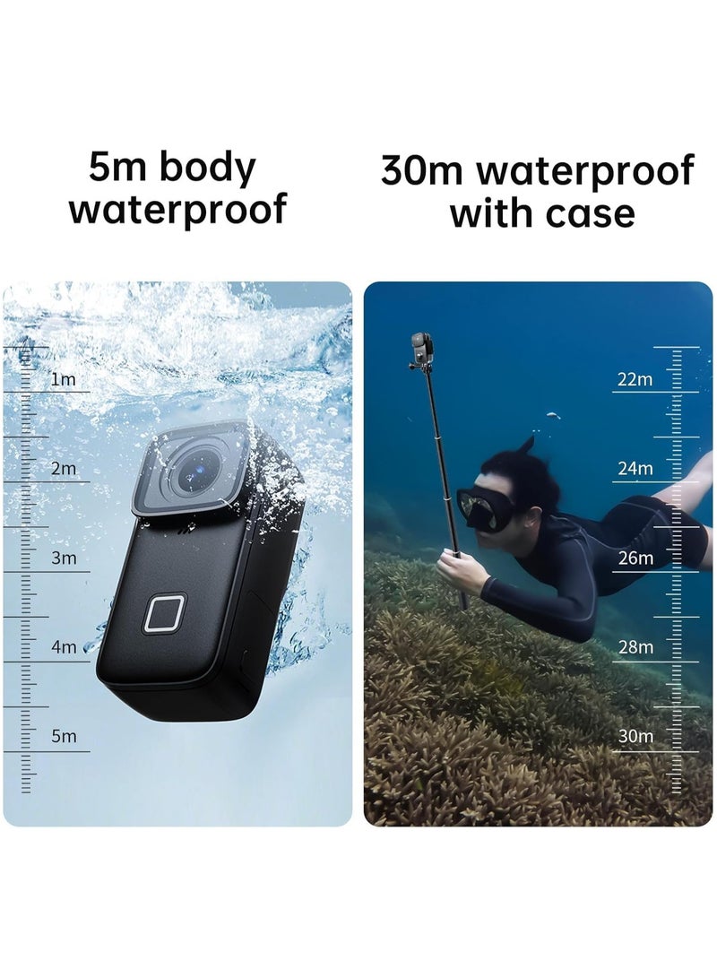 SJCAM SJCAM Upgraded C200Pro Mini Waterproof Action Camera, 4K 30M Underwater POV Vlogging Camera, HDR SIX-AXIS Stabilization,Wide FOV, Touch Screen, 5G WiFi Living Stream(64G S Card)  - Image 4