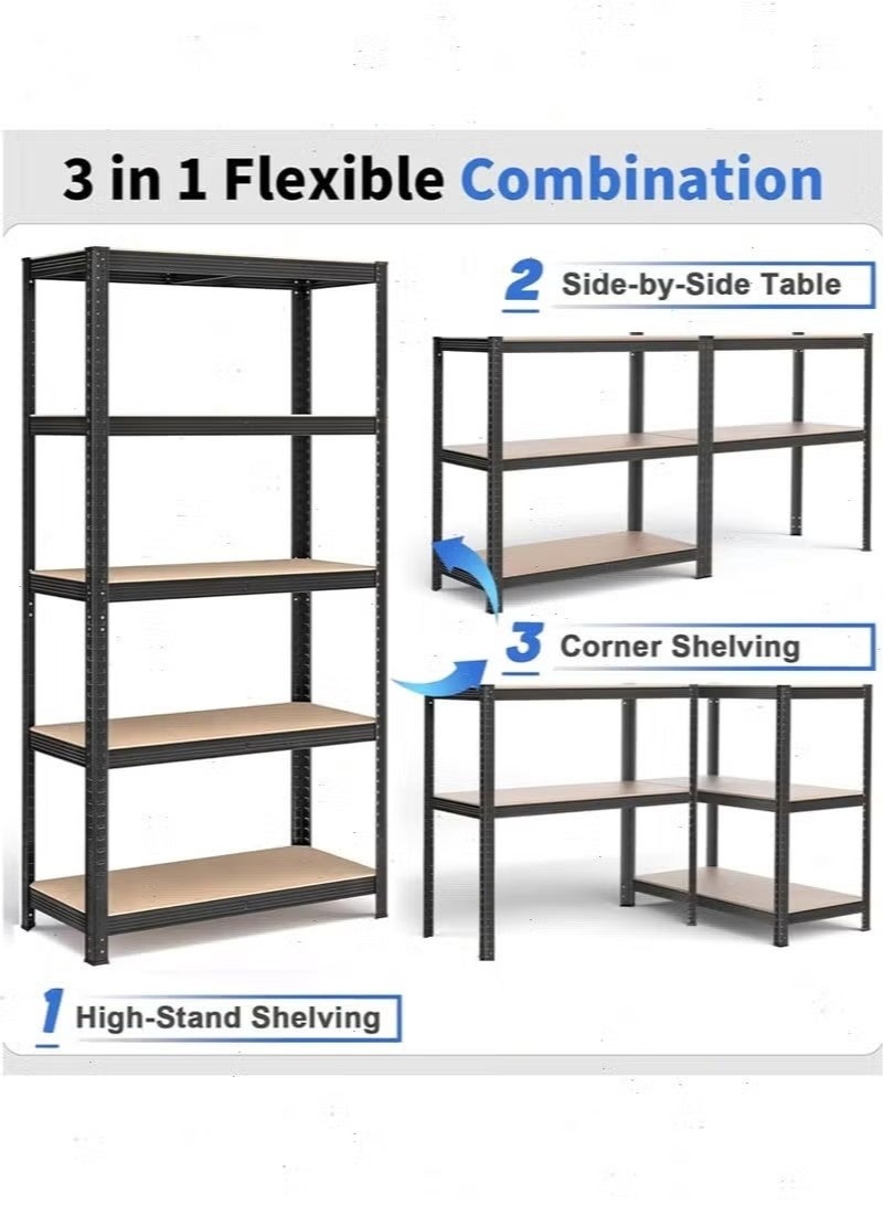 Beauenty 5-Tier Adjustable Storage Shelves with Boltless Assembly - Silver Storage Rack for Garage, Shed, Warehouse & Basement | Easy Install & Durable Design 70*40*180cm - Image 2