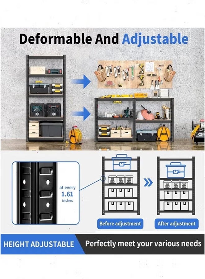 Beauenty 5-Tier Adjustable Storage Shelves with Boltless Assembly - Silver Storage Rack for Garage, Shed, Warehouse & Basement | Easy Install & Durable Design 70*40*180cm - Image 5