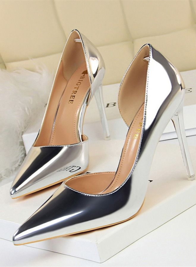 BIGTREE Fashion Metal Heel High-Heeled Shoes 10.5CM Silver