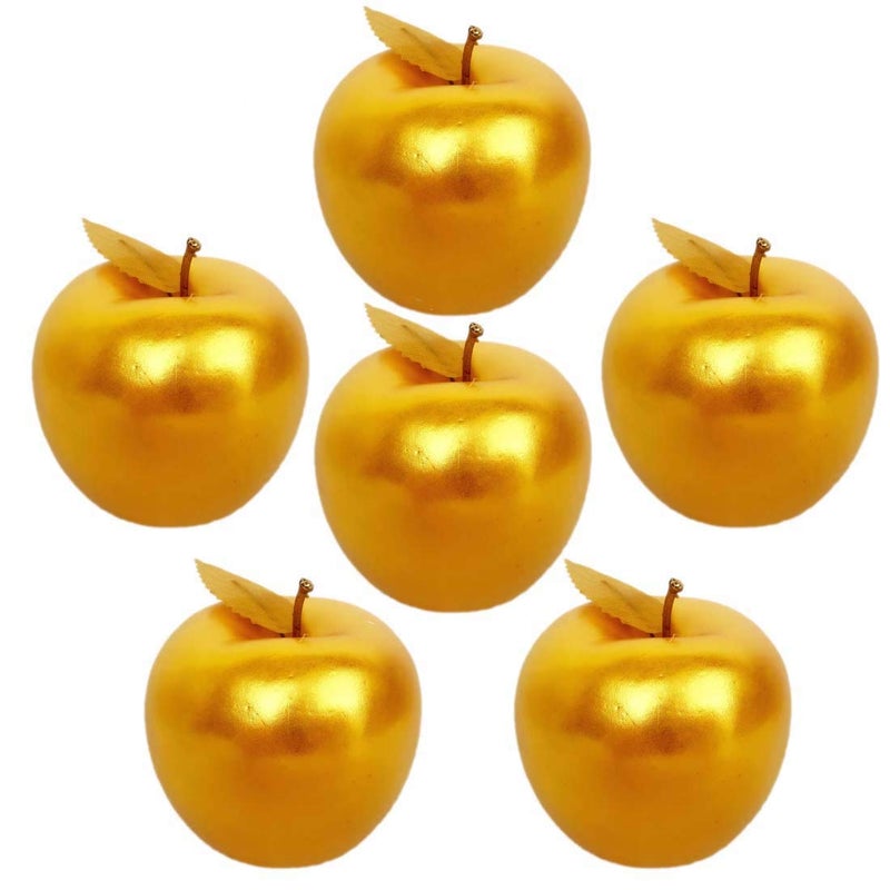 Lorigun 6 Pcs Golden Apples Artificial Golden Fruit Crafts Gold Apples for Home Decoration Christmas DÃ©cor - Image 1
