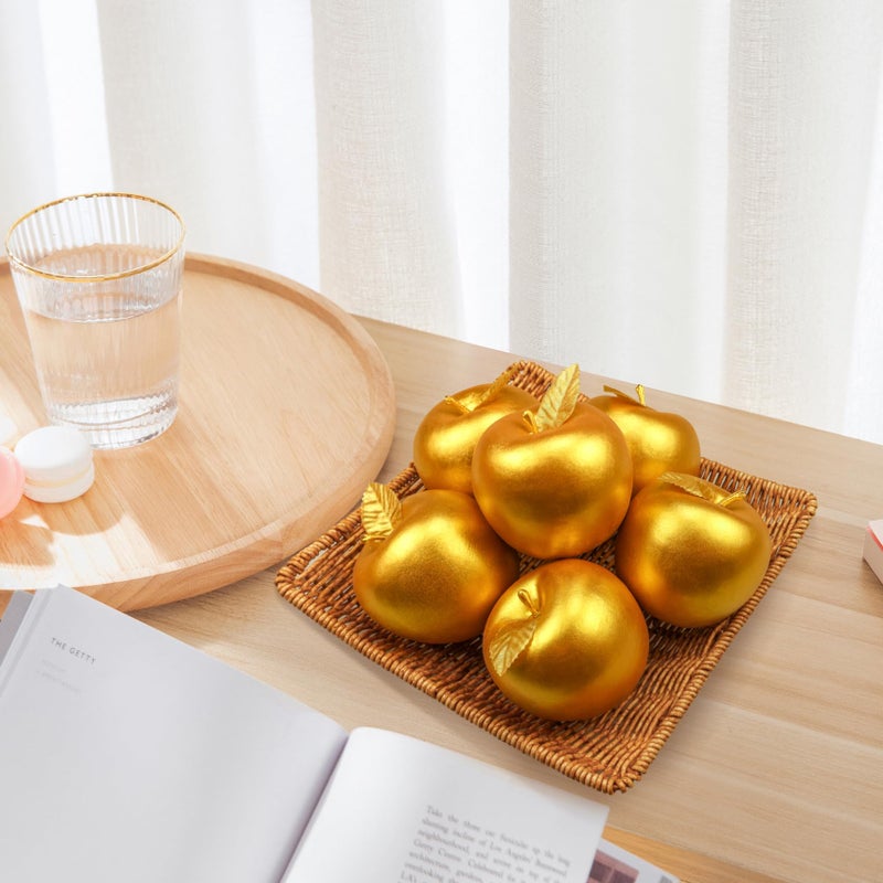 Lorigun 6 Pcs Golden Apples Artificial Golden Fruit Crafts Gold Apples for Home Decoration Christmas DÃ©cor - Image 4