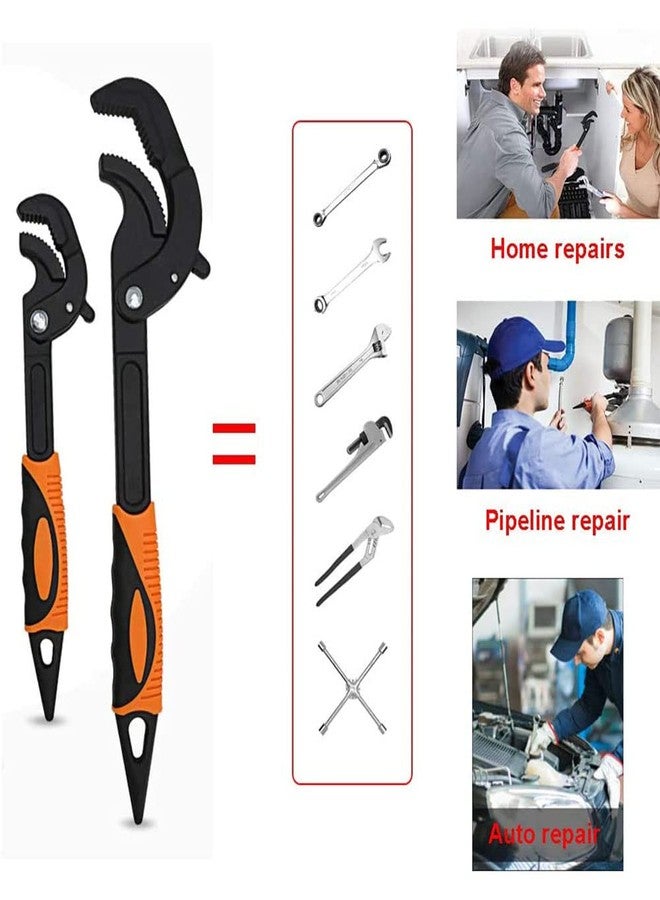 LSLANSOON 2 Pcs Multi-function Universal Wrench Set Self Adjusting Spanner Quick Power Grip Pipe Wrench for Auto Repair and Home Maintenance - Image 2