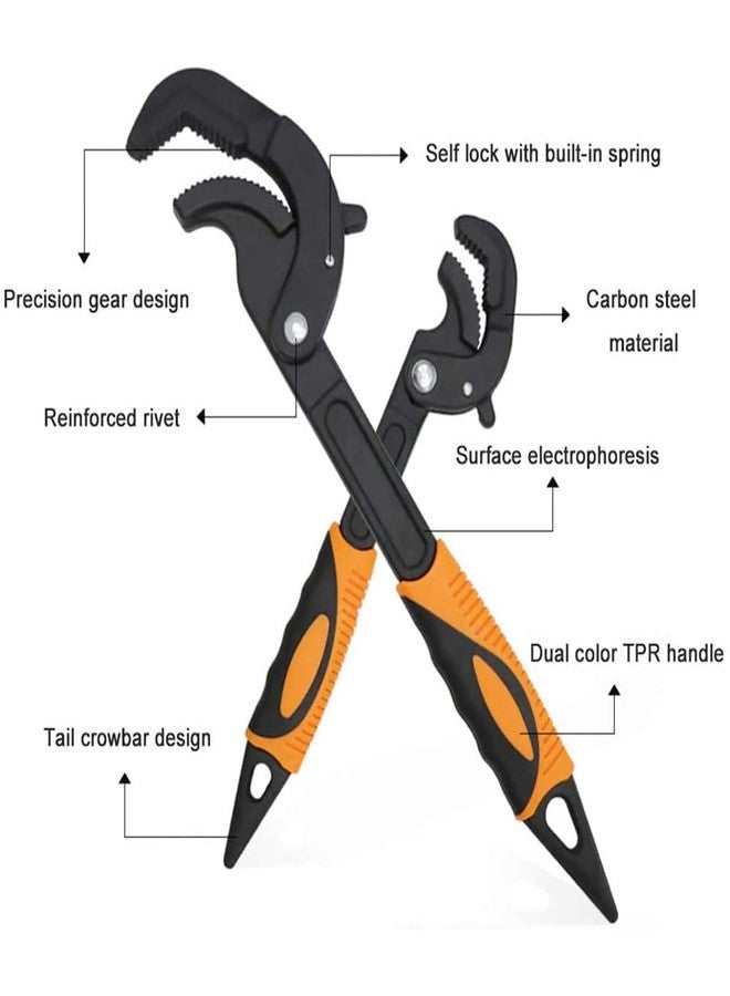 LSLANSOON 2 Pcs Multi-function Universal Wrench Set Self Adjusting Spanner Quick Power Grip Pipe Wrench for Auto Repair and Home Maintenance - Image 3