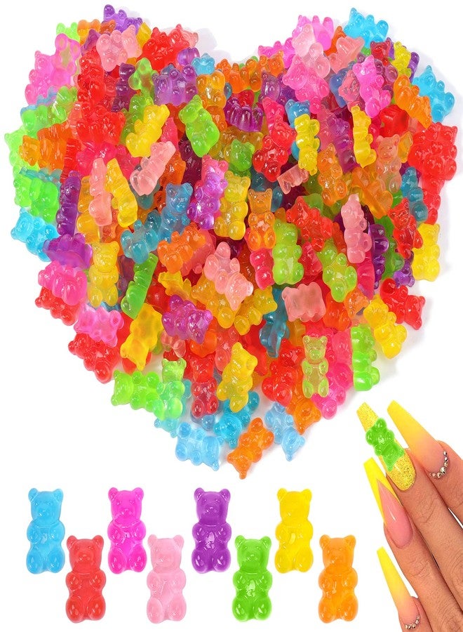 Palksky 160 Pcs Nail Charms - 3D, Gummy Bear Nail Charms for Nail Decoration, Kawaii Nail Art Supplies (8 Colors) - Image 1