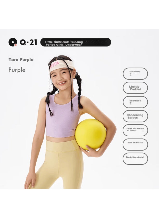 Q21 Girls' Underwear, Puberty Student Bra, Breathable, Sweat-absorbing, Sports, Anti-shock, Seamless Development Vest - Image 1