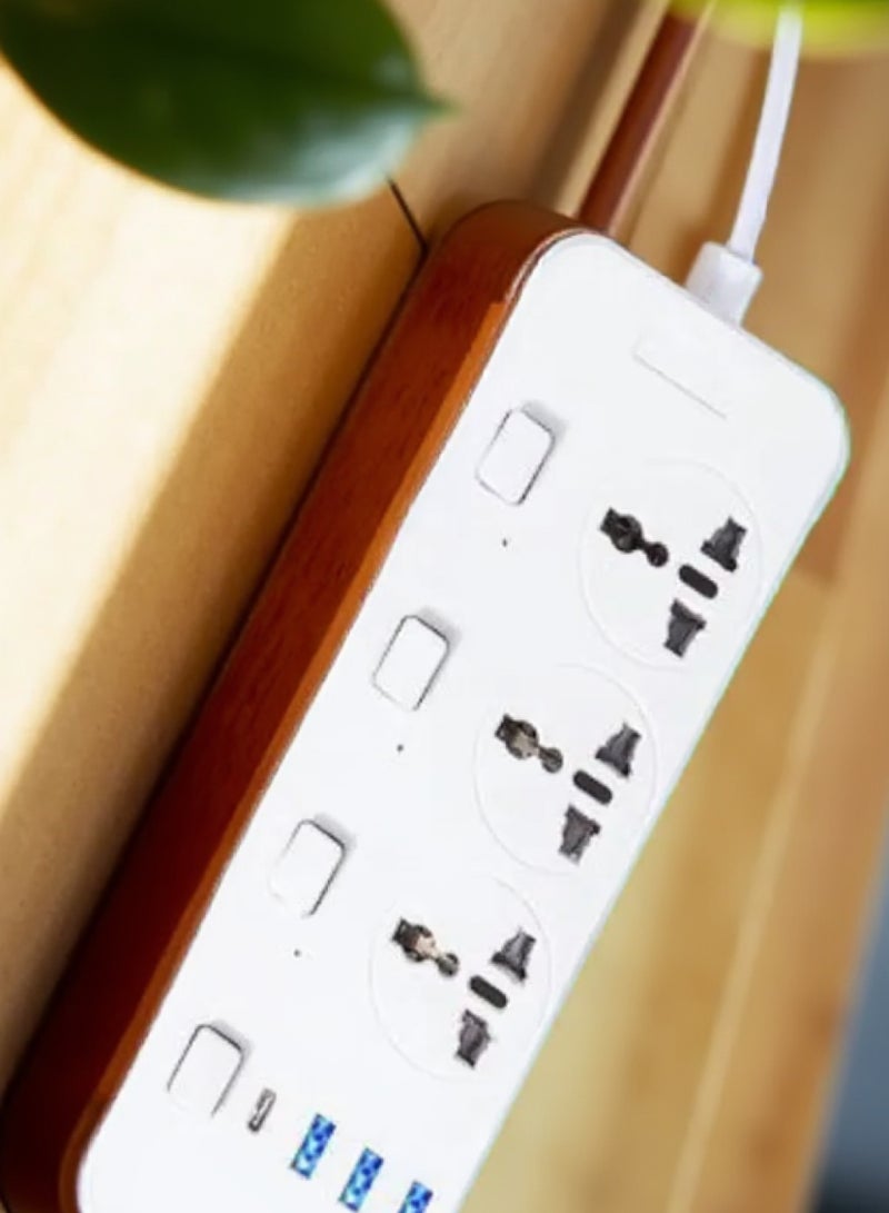 110-220 فولت طاقة 2000 واط مع 3 مقابس عالمية متعددة USB، كابل تمديد مقبس لشحن الهاتف، سلك تمديد - Image 2