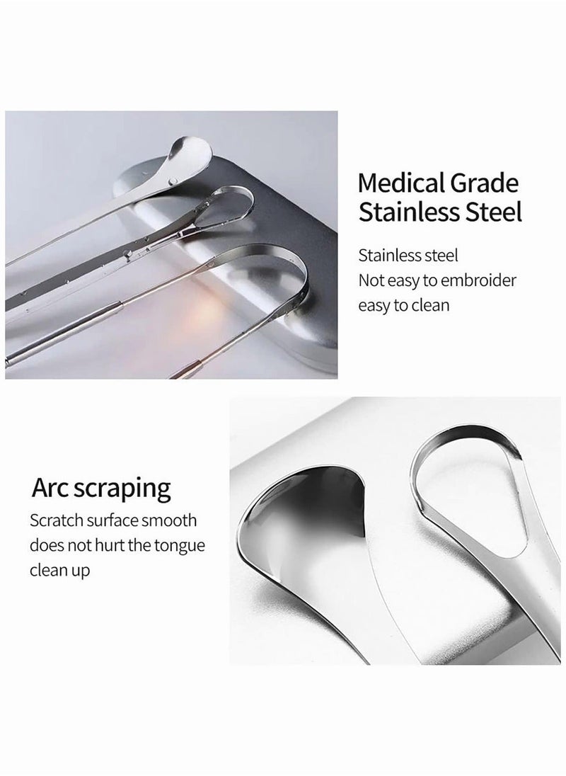 Generic Stainless Steel Tongue Cleaning Scraper Portable Reusable Tongue Scraper Tongue Cleaner for Oral Cleaning and Reducing Bad Breath 4PCS  - Image 5