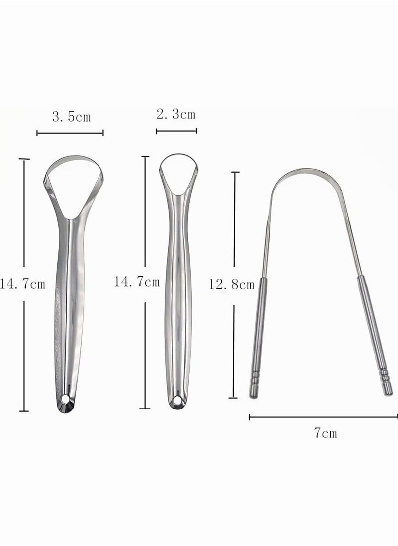 Generic Stainless Steel Tongue Cleaning Scraper Portable Reusable Tongue Scraper Tongue Cleaner for Oral Cleaning and Reducing Bad Breath 4PCS  - Image 3