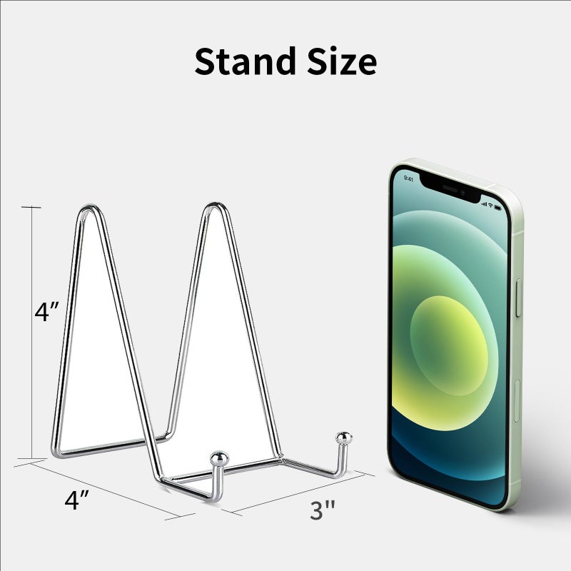 Kruodop 3 Pack 4 Inch Plate Stands for Display, Metal Frame Holder Stands for Book, Pictures, Photo Easel, Tabletop Art - Image 2