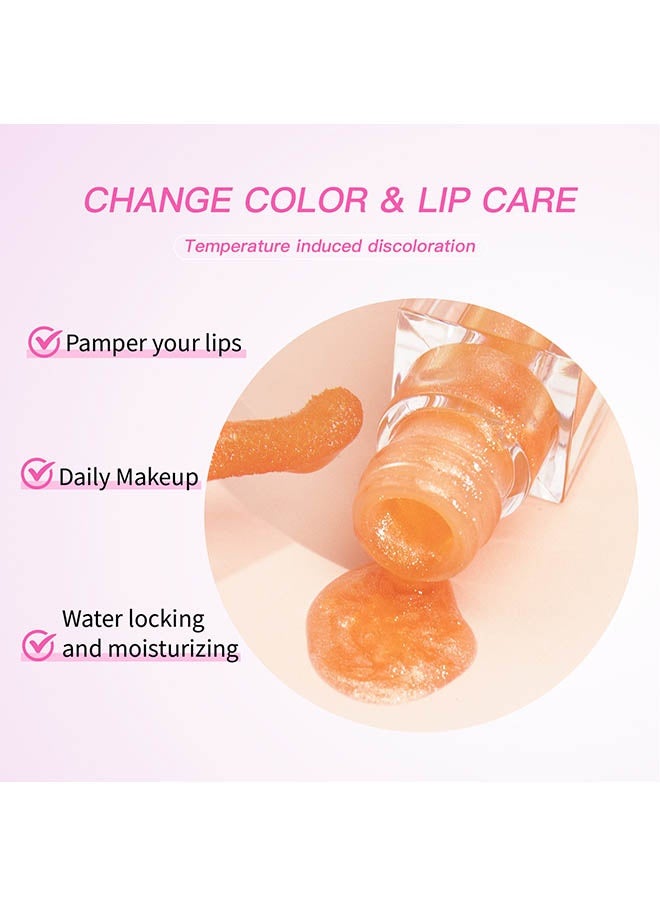 كيو اي سي زيت توهج الشفاه ، زيت توهج الشفاه المتغير باللون السحري ، ملمع ملون مرطب ممتلئ بفرشاة كبيرة ، ورنيش لمعان لمعان مغذي غير لزج للنساء والفتيات ، ملمع شفاه للشفاه الجافة ، # 02 برتقالي - Image 5