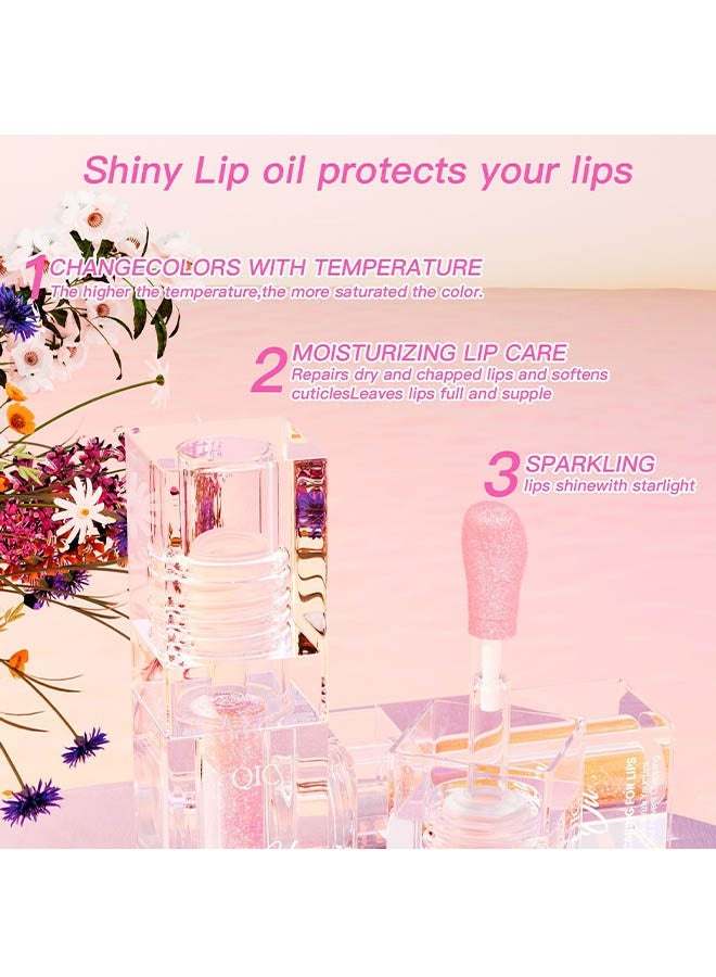 كيو اي سي زيت توهج الشفاه ، زيت توهج الشفاه المتغير باللون السحري ، ملمع ملون مرطب ممتلئ بفرشاة كبيرة ، ورنيش لمعان لمعان مغذي غير لزج للنساء والفتيات ، ملمع شفاه للشفاه الجافة ، # 02 برتقالي - Image 4