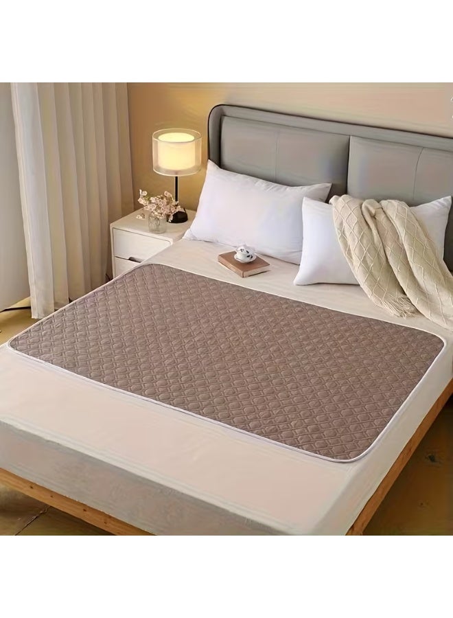 Extra Large Waterproof Washable Anti-Slip Bed Pad – Brown Diamond Pattern, Leak-Proof Incontinence & Period Protection Pad for Elderly, Students, and Home Use – Durable Machine Washable Fabric - Image 3