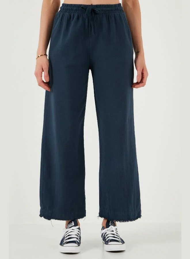 Lela Lela Cotton Relaxed Fit High Waist Wide Leg Trousers Women's Pants 668YP5275