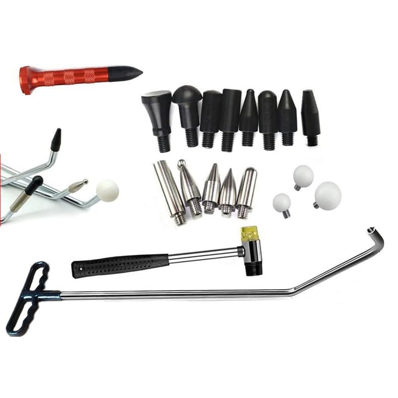 Houshan Paintless Dent Repair Rods Tools Kits with Taper Head and SHook for Car Auto Body Dents Hail Damage Removal Set Stainless Steel Hands Tools P4