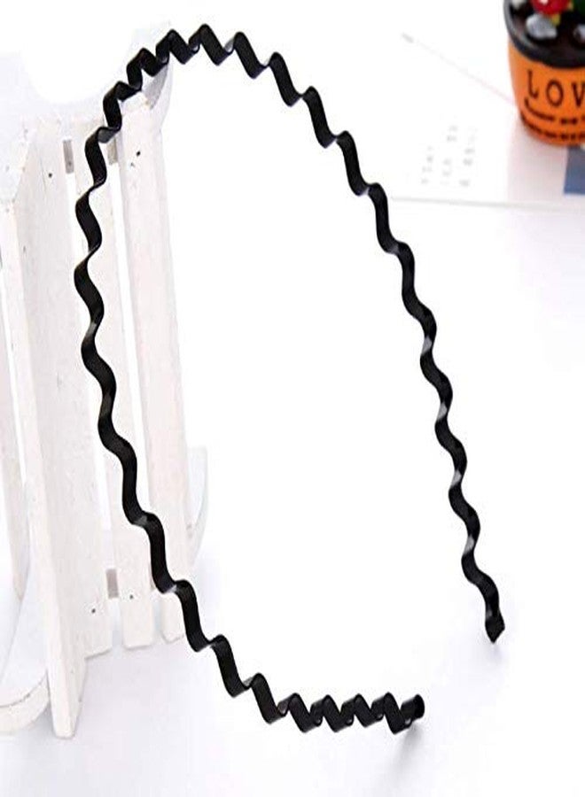 لاسوم طقم لاسوم مكون من 3 قطع، طوق شعر أسود مموج ربيعي للجنسين، طوق شعر معدني، إكسسوار رأس للبنات والرجال - Image 3