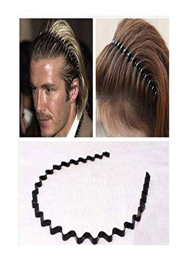 لاسوم طقم لاسوم مكون من 3 قطع، طوق شعر أسود مموج ربيعي للجنسين، طوق شعر معدني، إكسسوار رأس للبنات والرجال - Image 5