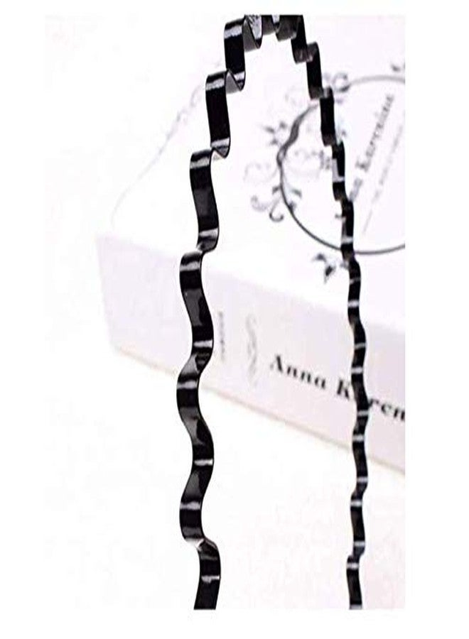 لاسوم طقم لاسوم مكون من 3 قطع، طوق شعر أسود مموج ربيعي للجنسين، طوق شعر معدني، إكسسوار رأس للبنات والرجال - Image 4