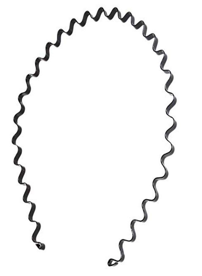 لاسوم طقم لاسوم مكون من 3 قطع، طوق شعر أسود مموج ربيعي للجنسين، طوق شعر معدني، إكسسوار رأس للبنات والرجال - Image 2