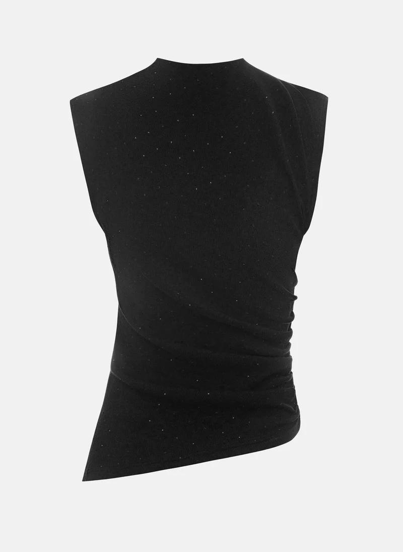 Lichi  Jersey top with small gathers and rhinestones for Women | Best Price UAE
