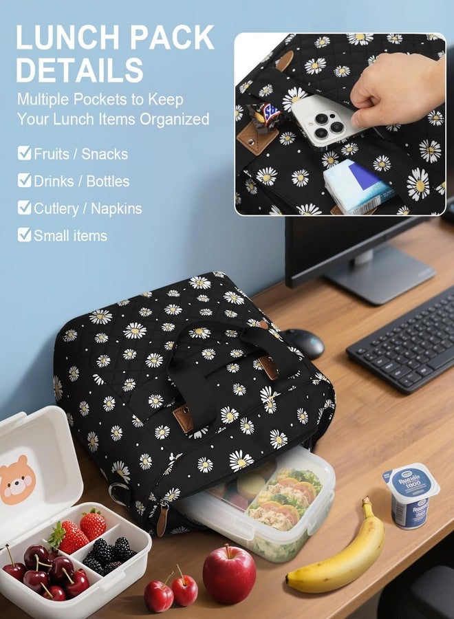 Capolo Insulated Lunch Box for Women & Men - Large Thermal Lunch Bag Women with Removable Shoulder Strap, Reusable Lunch Cooler Tote Bags Purse for Adults Work, Picnic, Hiking, Beach, Travel, LargeDaisy - Image 4