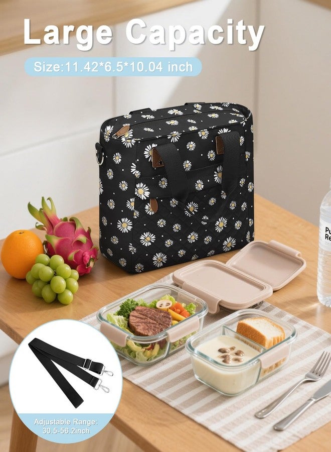 Capolo Insulated Lunch Box for Women & Men - Large Thermal Lunch Bag Women with Removable Shoulder Strap, Reusable Lunch Cooler Tote Bags Purse for Adults Work, Picnic, Hiking, Beach, Travel, LargeDaisy - Image 5