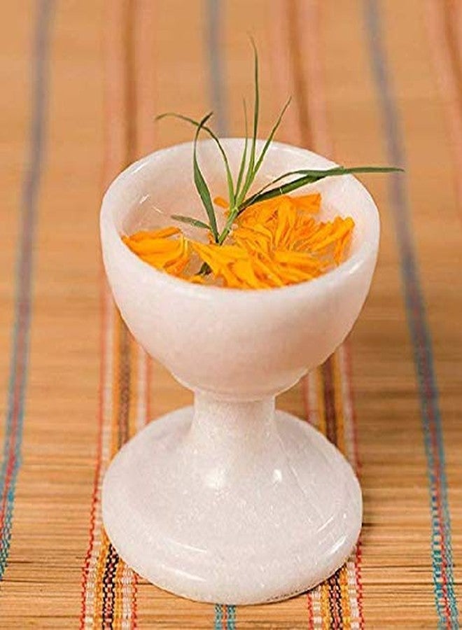 Sameer Sales Handicrafted White Marble Diya/India Oil Lamp for Puja/Temple/Office (Table Diya) - Image 2