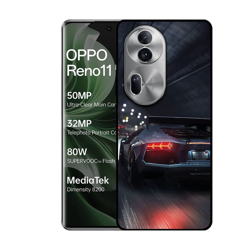 الصيد العين غطاء حماية مطبوع لهاتف Oppo Reno 11 Pro - إضاءة خلفية لامبورغيني - Image 1