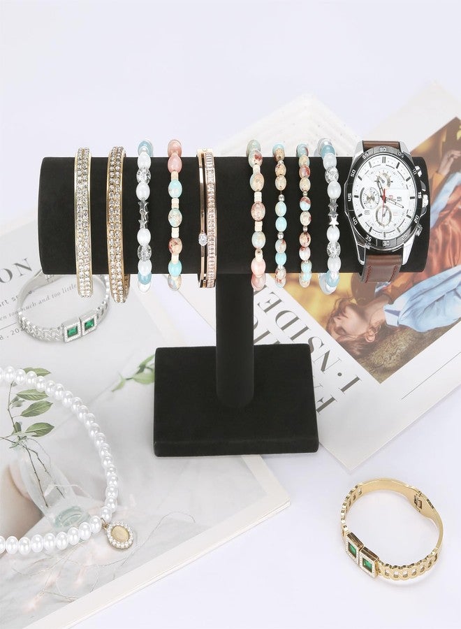 KUKUVR T-Bar Bracelet Holder Display Stand, Velvet Jewelry Bangle Organizer Storage Rack, Home Store Showing Stand for Bracelets Necklaces Pendants Watches Hair Ties Hair Bands (Black Velvet) - Image 5