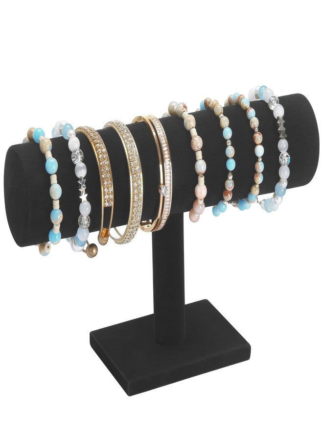 KUKUVR T-Bar Bracelet Holder Display Stand, Velvet Jewelry Bangle Organizer Storage Rack, Home Store Showing Stand for Bracelets Necklaces Pendants Watches Hair Ties Hair Bands (Black Velvet) - Image 1