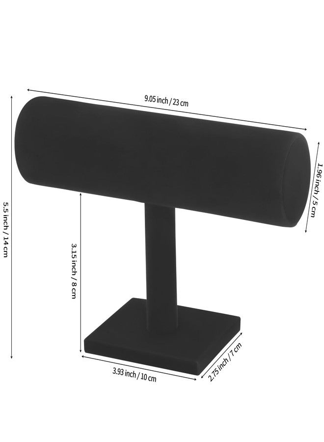 KUKUVR T-Bar Bracelet Holder Display Stand, Velvet Jewelry Bangle Organizer Storage Rack, Home Store Showing Stand for Bracelets Necklaces Pendants Watches Hair Ties Hair Bands (Black Velvet) - Image 2