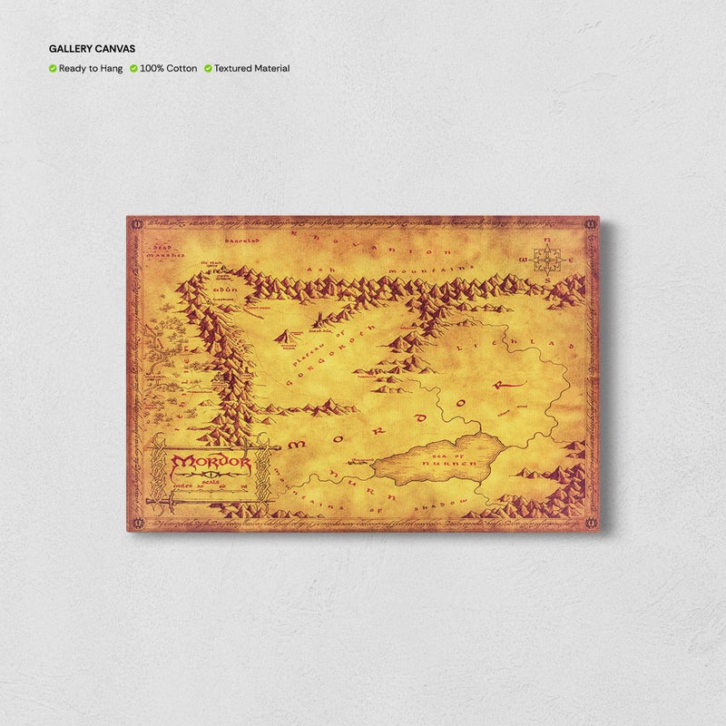 TNESSENTIAL Mordor Map Print, Lord of Rings Map Canvas, Mordor Poster, Middle-earth Wall Art, LOTR Gift, Fantasy World Decor, Dark Realm Map - Image 5