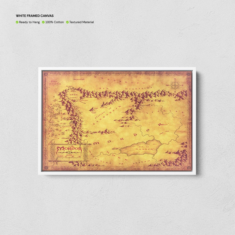 TNESSENTIAL Mordor Map Print, Lord of Rings Map Canvas, Mordor Poster, Middle-earth Wall Art, LOTR Gift, Fantasy World Decor, Dark Realm Map - Image 4