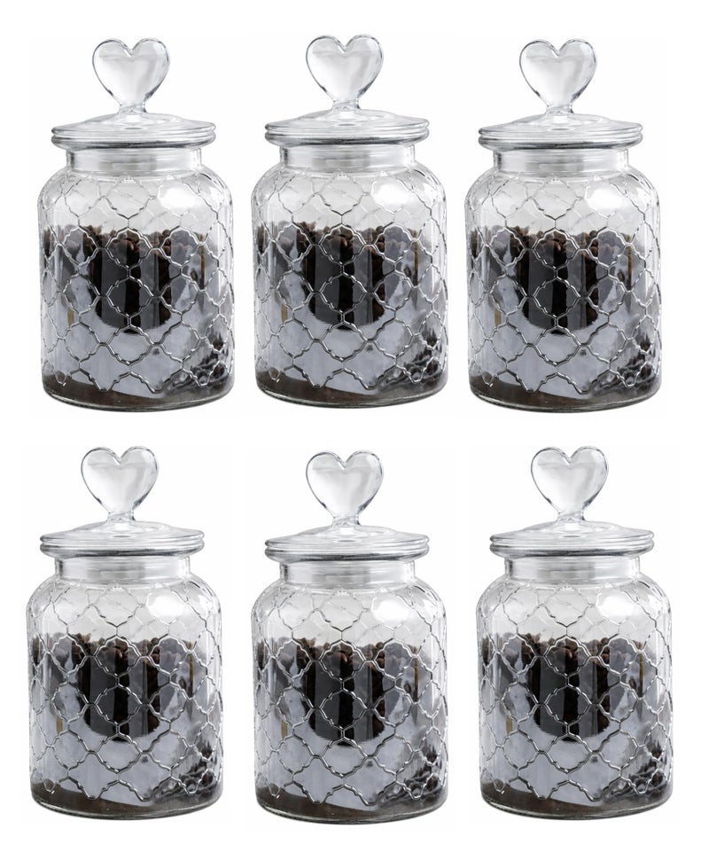 bellemax 1000ML Pop Glass Jar and Container With Airtight Silicone Seal Lid, Glass Jars For Kitchen Storage, Food Storage Containers For Spices, Dry Foods, Honey, Aachar (1000ML- POP Jars, Set of 6) - Image 1