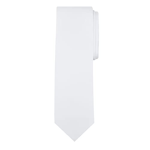 Jacob Alexander Solid Color Men's Regular Tie - White - Image 1
