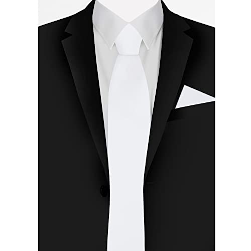 Jacob Alexander Solid Color Men's Regular Tie - White - Image 3