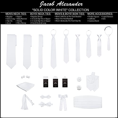 Jacob Alexander Solid Color Men's Regular Tie - White - Image 5